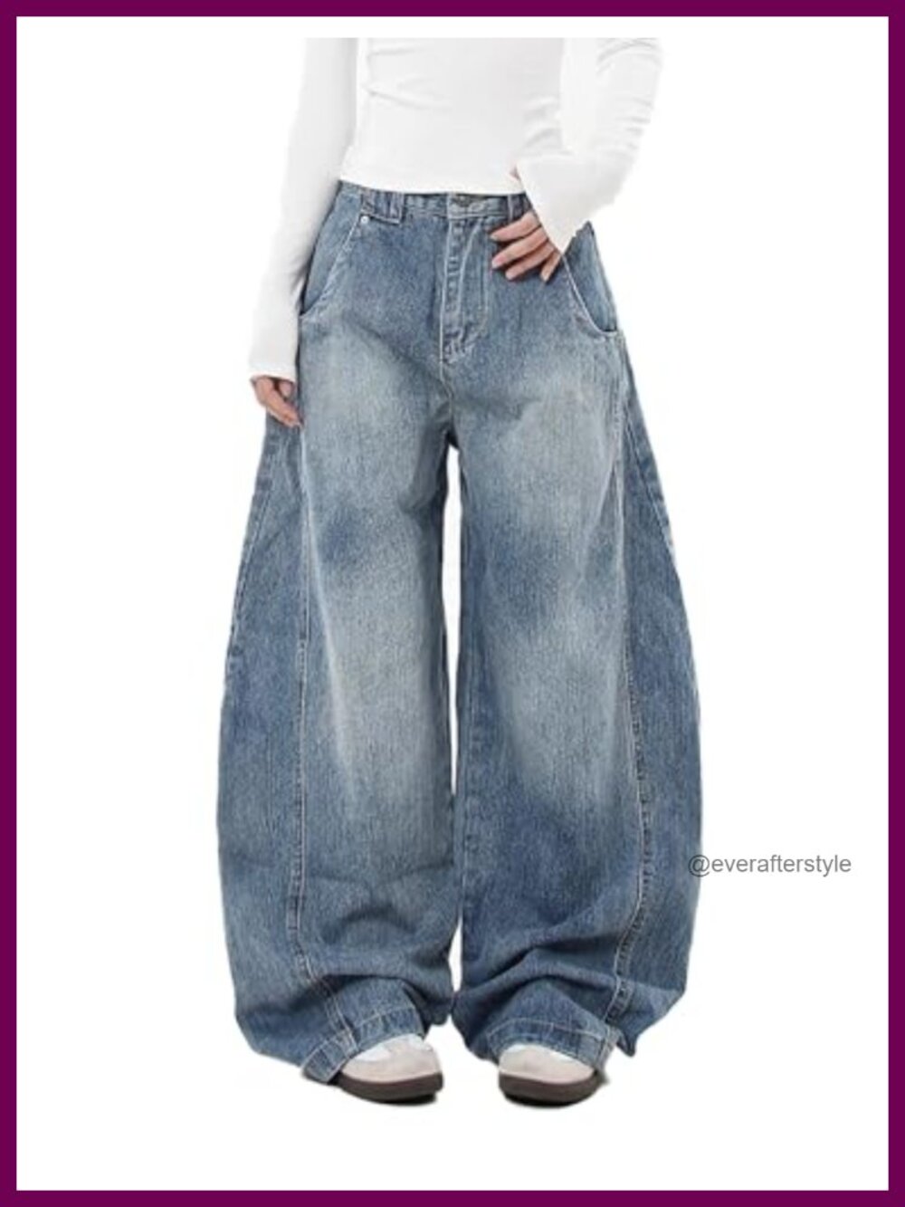 Womens Baggy Wide Leg Boyfriend Jeans Oversized Cotton Denim Pants